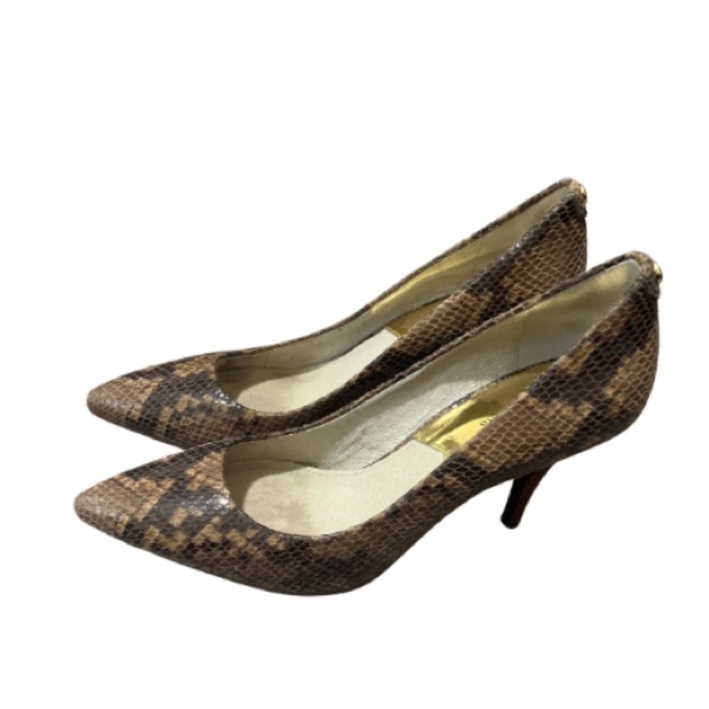 Michael Michael Kors Elegant Brown Snakeskin Pattern Heels